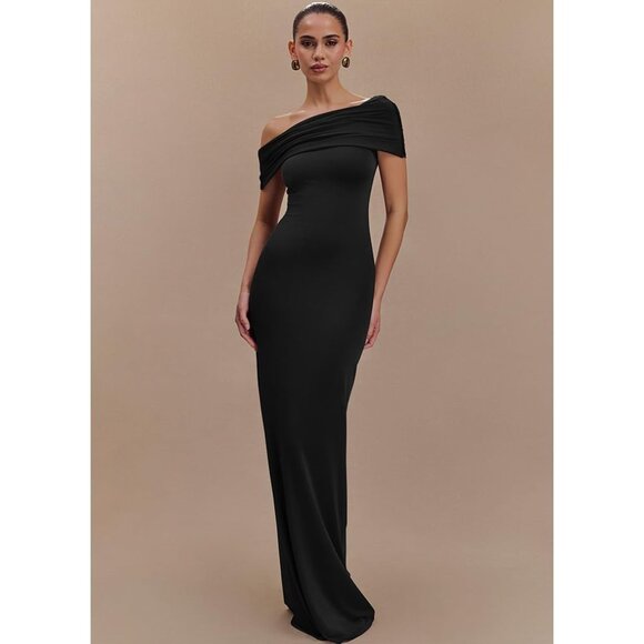 Women's Elegant Off Shoulder Maxi Dress Sleeveless Bodycon Evening Wear - Picture 4 of 5